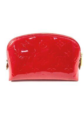 Louis Vuitton Makeup Pouch Pochette Cosmetic Monogram Vernis Cerise Red